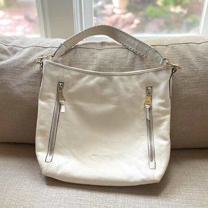 Aimee Kestenberg Cream Leather Hobo Zip Me Up Bag